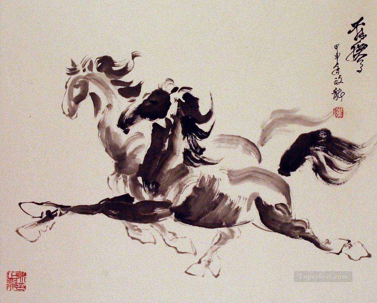 Chinesische Pferde laufen Tinte Ölgemälde